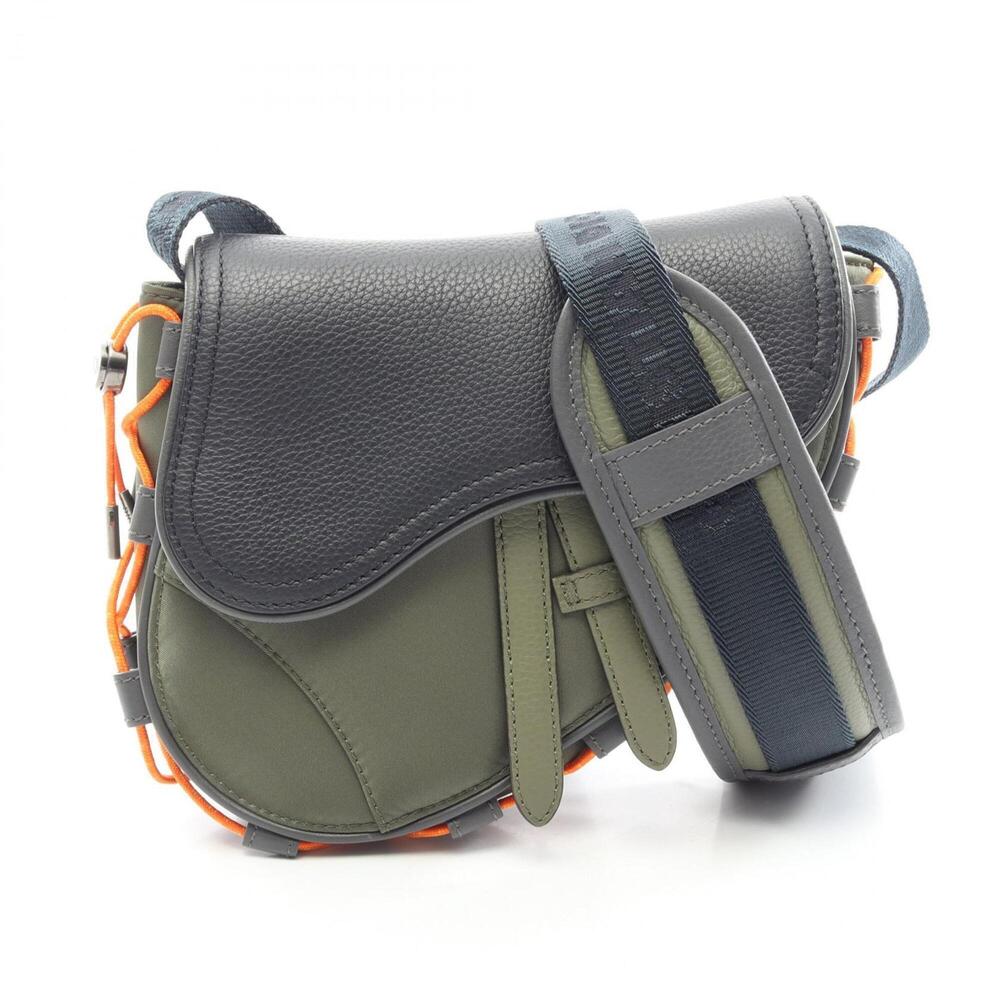 Christian Dior Dior Christian × Sacai Saddle Bag Shoulder Handbag Nylon Leath...